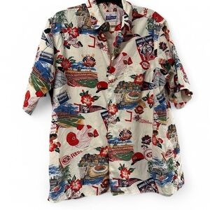 Reyn Spooner Cream and Red Graphic Shirt